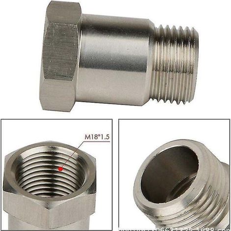 Lot de 2 adaptateurs de sonde lambda M18x1,5 en acier inoxydable, entretoise d'extension filetée pour modification d'échappement automobile, 35 mm (1/5)