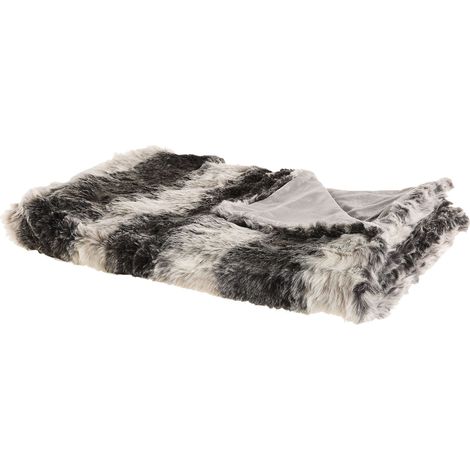 Coperta di Plaid da Soggiorno 150 x 200 cm Grigio e Bianco Taza (1/5)