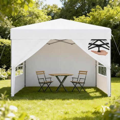 Tonnelle pliante 2.5x2.5m imperméable protection UV avec parois latérales, réglable en hauteur (1/5)