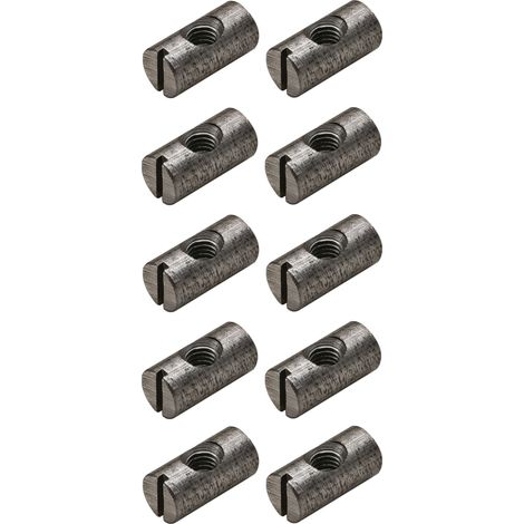 Cyclingcolors – Ecrou cylindrique M6 filetage pas standard – Acier pour assemblage meuble – 10 pièces – Longueur 20mm – Connecteur pour lit bébé, table, armoire