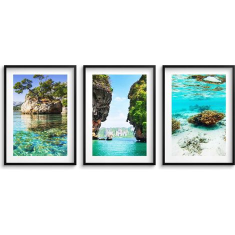 Poster da parete con cornici nere, quadri da parete, decorazione camera da letto, mare