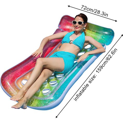Lot de 1 matelas gonflable pour adultes comprenant des bouées, des radeaux et des tapis de bain de soleil convient aux piscines, aux lacs et aux plages.