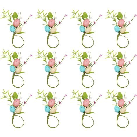 12 Ostereier-Serviettenringe aus Rattan, Eier-Serviettenringhalter für Dinner, Hochzeiten und Partys (1/3)