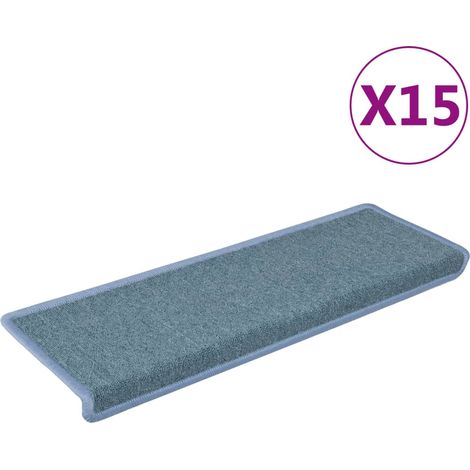 Tapis d'escalier 15 pcs,Marches d'escalier 65 x 21 x 4 cm Bordure rectangulaire bleu mer CFW823155 (1/5)