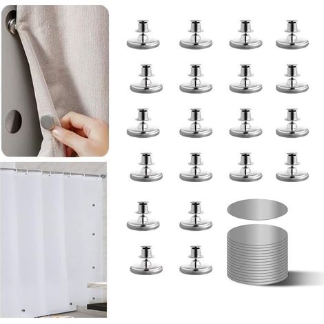 Lot de 20 Clips magnétiques pour Rideaux d'intérieur et d'extérieur pour éviter Les fuites de lumière, Clips magnétiques pour Rideau de Douche côté Douche, 10 Paires, Grande Taille (1/5)