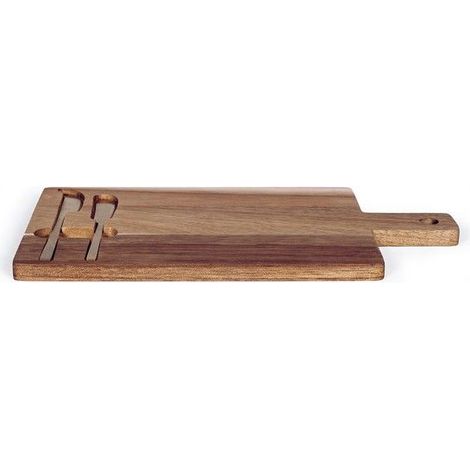 Vassoio per formaggi - LIVOO - MEC138 - Legno di acacia FSC - 38 x 20 cm - 2 coltelli magnetici (1/5)