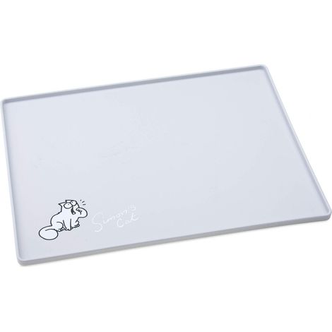 Simon's Cat 522106 - Tappetino per ciotola per gatto, lunghezza 40 cm, larghezza 30 cm, altezza 1 cm, colore grigio chiaro. (1/4)
