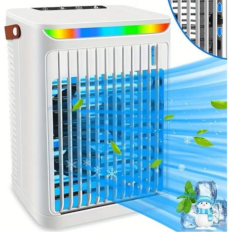 Mini climatiseur portable, brumisateur, refroidisseur d'air, 5 vitesses, avec réservoir d'eau de 680 ml (1/5)