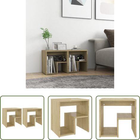 vidaXL Étagère -  Tables de chevet 2pcs chêne sonoma 40x30x40cm bois d'ingénierie (1/5)