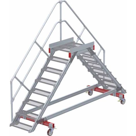 Euroline 512 mobiler Überstieg 45° Stufenausführung Stahl Gitterrost Stufenbreite 600mm 8 Stufen