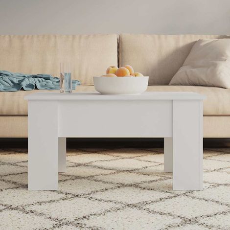 809692 vidaXL Coffee Table White 79x49x41 cm Engineered Wood (1/5)