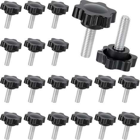 20 vis à Tête Hexagonale M6 x 24mm avec Écrou Moleté en Plastique Outil de Serrage Manuel pour Tondeuse à Gazon Base de Parasol Outils de Travail du Bois Gabarits Pinces et Accessoires (1/5)