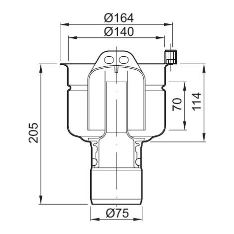 ACO Bodenablauf Variant-CR DN70 90Grad 1,5 l/s Halterand ohne Geruchsverschluss, 9579.00.00