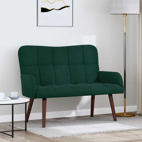 Canapé 2 places en velours vert foncé, design moderne, 115 x 61 x 87 cm - PANGIVO (1/5)