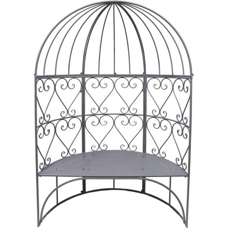 Demi Tonnelle Avec Banc d'extérieur Belle Époque - Gris - 124,5 x 62 x H 185,5 cm - Livraison gratuite
