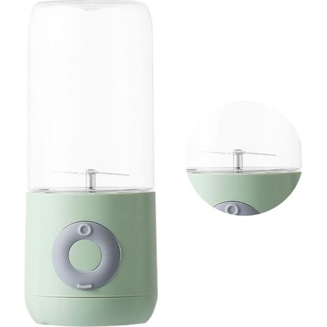 Mixeur-extracteur de jus portable à 6 lames, rechargeable par USB, pour la maison, la cuisine et l'extérieur (vert).
