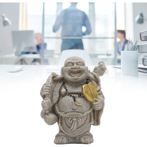 Statuette Bouddha Rieur en Résine 8cm, Décoration Bureau Maison, Idée Cadeau Collection