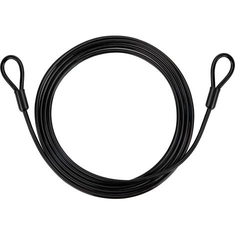 1 Câble antivol, acier 7x7 brins, revêtement PVC noir, longueur 2m, épaisseur 4mm, pour vélo et bagages