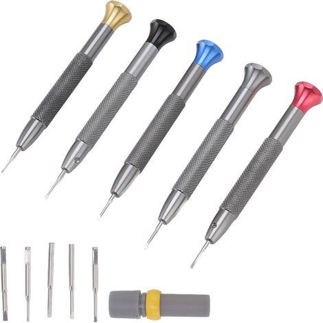 Kit de 5 tournevis de montre en acier haute teneur en carbone, précis pour réparation de montres et lunettes (1/5)