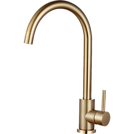 Robinet Mitigeur de Cuisine Laiton Doré Brossé Pivotant 360° Haute Pression Économie d'Eau Installation Facile Série Misisipi (1/3)
