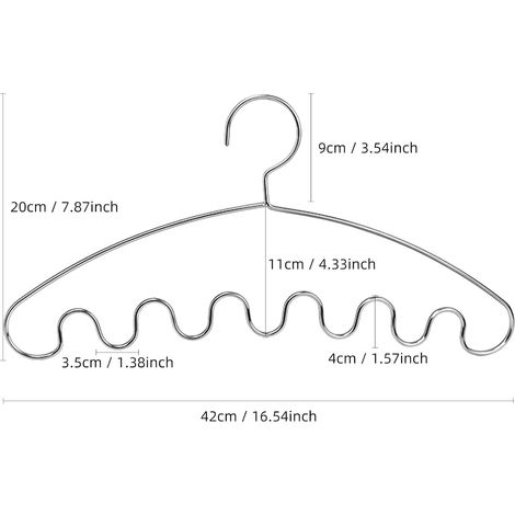 Lot de 2 cintres avec 7 rainures ondulées en acier inoxydable 304 pour soutien-gorge, bretelles, gilets, cravates, maillots de bain (1/4)
