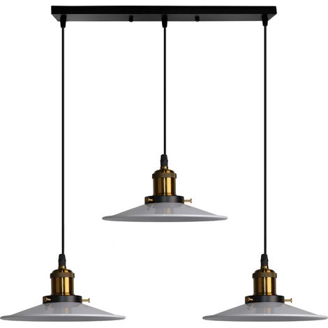 Ø22CM Retro Pendant Light Antique Vintage Ceiling Lights Industrial Pendant Lights Iron Metal Lamp Shade 3 Lights For Corridor Kitchen Office White (1/5)