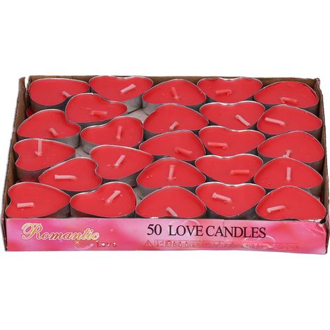 50 bougies chauffe-plat en forme de cœur, romantiques et pleines d'amour, pour mariages, anniversaires et fêtes.