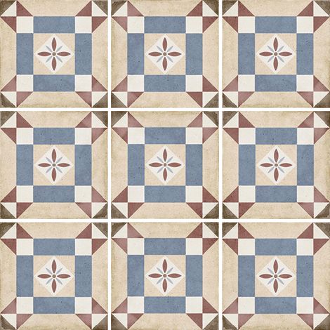 Aelle - Carrelage sol / mur effet ciment motif coloré 20x20 cm ART NOUVEAU LYS COLOUR - Vendu par boîte de 1 m² (1/3)