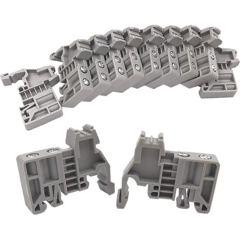 Blocs de jonction pour rail DIN E/UK, butée d'extrémité grise, connecteur de bloc de jonction (lot de 100) (1/5)