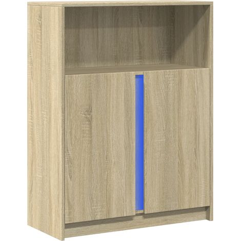 Credenza buffet cassettiera mobile contenitore organizer cucina soggiorno soggiorno con Sonoma LED 77 x 34 x 100 cm derivati del legno marrone 020029799