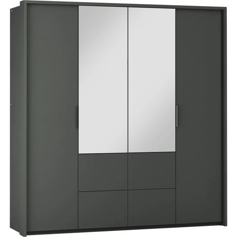 Armoire Honolulu 139, Graphite, 217x208x65cm, Portes d'armoire: Avec des charnières, Nombre d'étagères: 6