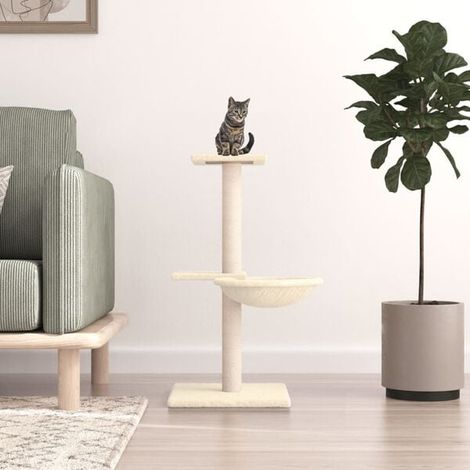 Arbre à chat avec griffes en sisal couleur crème, 72 cm