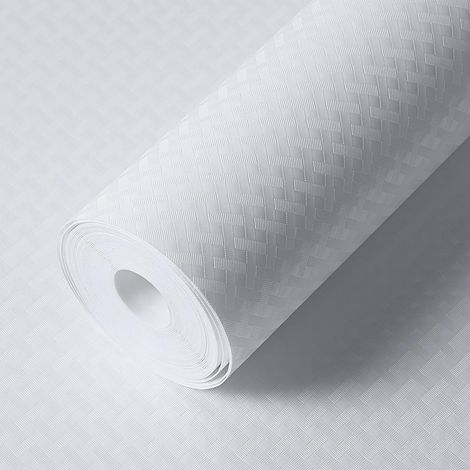 Revestimiento para cajones con rayas cruzadas blancas de 50 cm x 500 cm, antideslizante, protege estantes, armarios y frigoríficos. Película protectora de plástico EVA para muebles.
