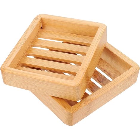 Porte-savonnette Drainage Rapide, en Bois Bambou, Lot de 2 (1/5)