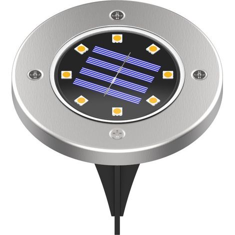 Lampes de sol solaires d'extérieur, lot de 8, en forme de disque (1/5)