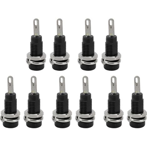 10 Connecteurs banane femelle J.40003 2mm douille de panneau avec tige prolongée pour instruments électroniques Noir (1/5)