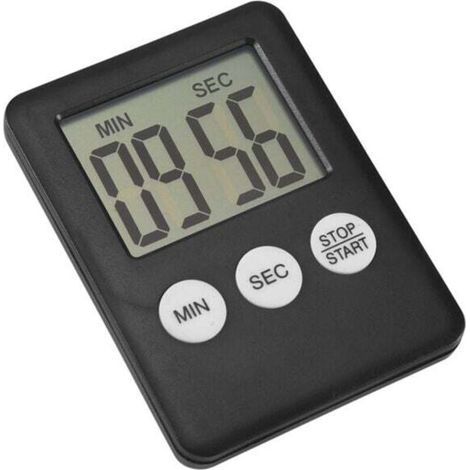 Minuterie de Cuisine Numérique LCD Super Mince Compte à Rebours Carré avec Aimant et Alarme (1/4)