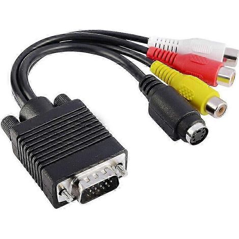 Câble VGA vers RCA, adaptateur VGA mâle 15 broches vers S-Vidéo TV et 3 câbles AV RCA (1/5)