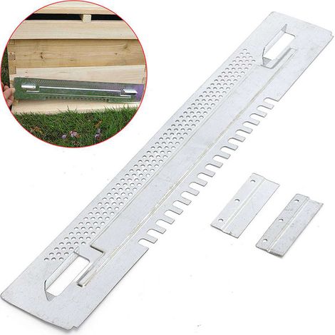 Reductor de entrada de colmena CSPARKV Colmena de abejas de hierro galvanizado Protectores deslizantes para ratones Puerta de viaje Puerta trasera Herramienta Marco de apicultura plateado Equipo Un ap