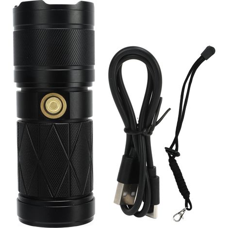Mini torcia LED portatile ricaricabile tramite USB con zoom telescopico e alta luminosità, ideale per avventure all'aria aperta e campeggio. (1/5)