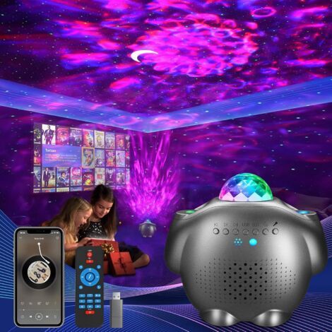 Projecteur Ciel Etoile, 4 en 1 Lampe Projecteur LED Dynamique Projecteur, 32 effets de projection Galaxy Projecteur Minuterie Réglable Veilleuse pour Bébé Enfant Decoration Chambre (Gris) (1/5)