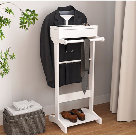 Portant à vêtements sur pied avec tiroir, 110 x 44 x 36,5 cm en MDF blanc DESVIAE (1/5)