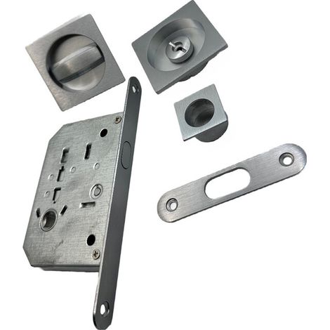 KIT MANIGLIE QUADRO C/SERRATURA PORTE SCORR CROM SAT