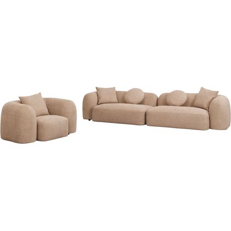 Conjunto de salón con sofá modular de 2 piezas y sillón en chenilla Coco SKLUM (1/5)