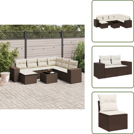 8-tlg. Garten-Sofagarnitur mit Kissen Braun Poly Rattan - Garten Sofagarnitur - Garten Sofagarnituren - Outdoor Sofagarnitur - Sofagarnitur Terrasse