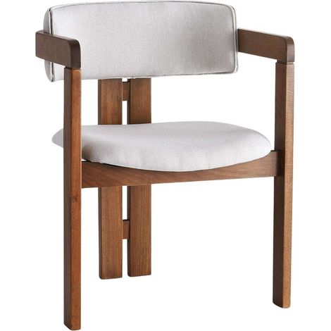 Asir Group Llc – Chaise de salle à manger en bois 100% – Tissu en lin crème et noyer – Hauteur 76 cm – Capacité 185 kg – Confort optimal (1/4)
