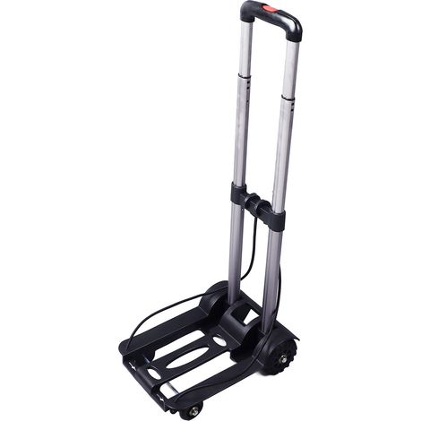 Chariot de déménagement pliable et portable avec poignée rétractable et roues, en alliage d'aluminium et plastique, idéal pour les déménagements. (1/5)