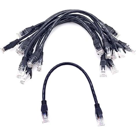 Noir Cat 6 Ethernet Câble, 30 cm10 Gbit/s, connecteur RJ45 pour modem, routeur, ordinateur et ordinateur portable (1/5)