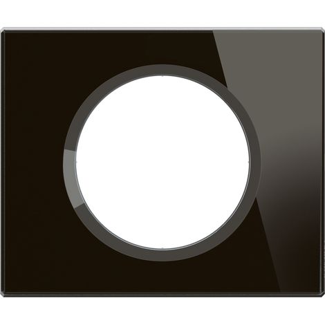 Legrand – Plaque Céliane 1 poste – Finition verre Onyx noir – Sous-plaque en plastique recyclé – Ajustement irrégularités mur jusqu'à 2,25 mm