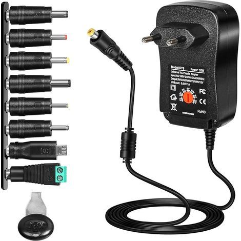Adaptateur Secteur Universel, Alimentation Universelle 30W AC vers DC 3V-12V Adaptateur Secteur Multi Tension Prise UE (1/5)